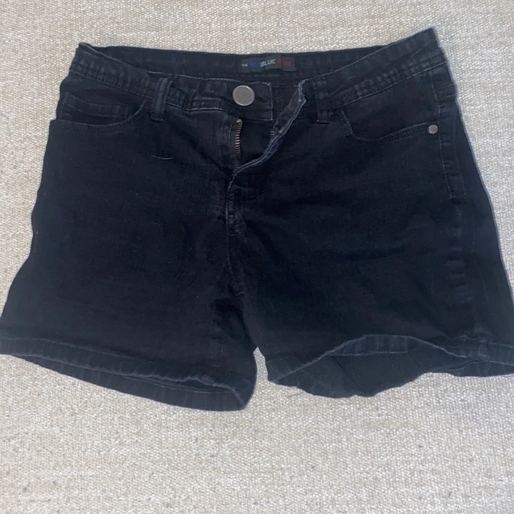 Red Blue Denim black shorts